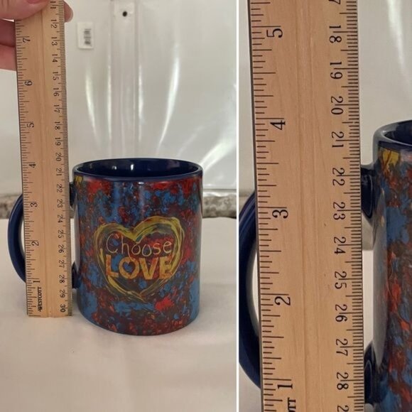 Penzeys Choose Love 12 Oz Ceramic Mug With Colorful Heart Design Large Handle - Picture 4 of 7